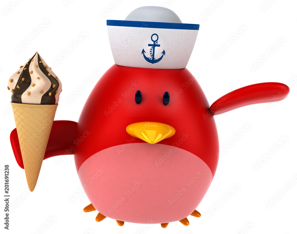 Fototapeta premium Red bird - 3D Illustration