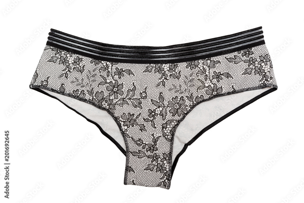 Black and grey Women's cotton panties. Isolate on white Black and grey Women's cotton panties. Isolate on white