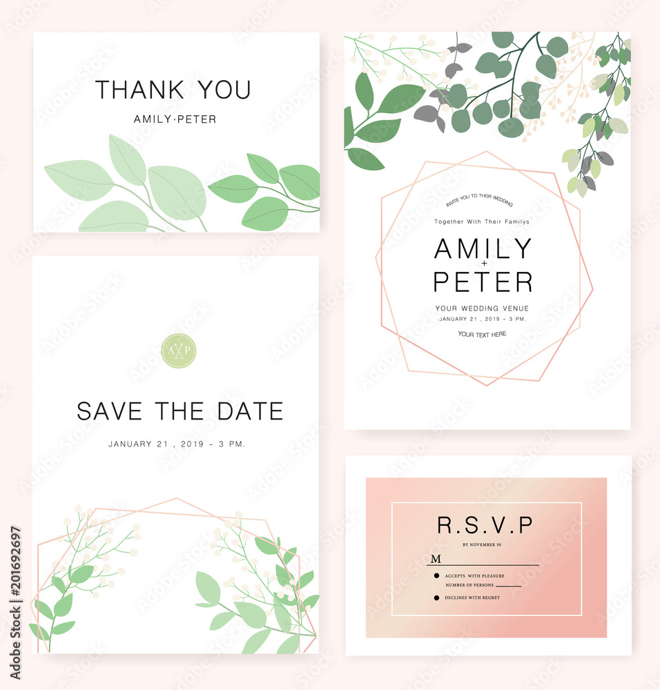 Wedding Card invitation template with sample text.