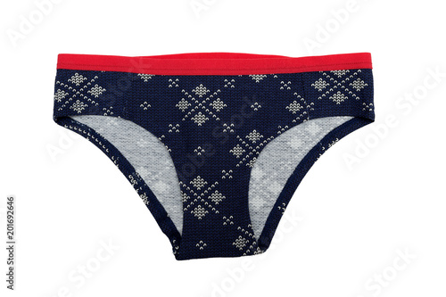 Red and blue Women's cotton panties. Isolate on white
