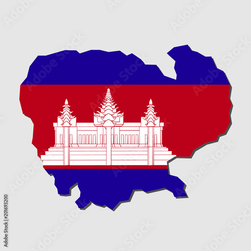 Cambodia Map Flag