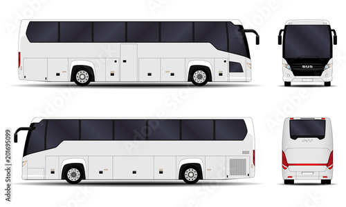 realistic bus. side view  front view  back view