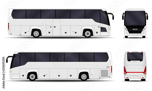 realistic bus. side view; front view; back view