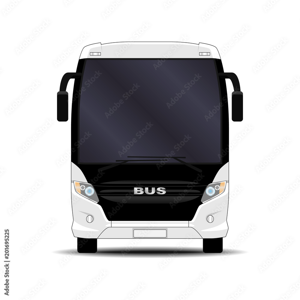realistic bus. front view realistic bus. front view