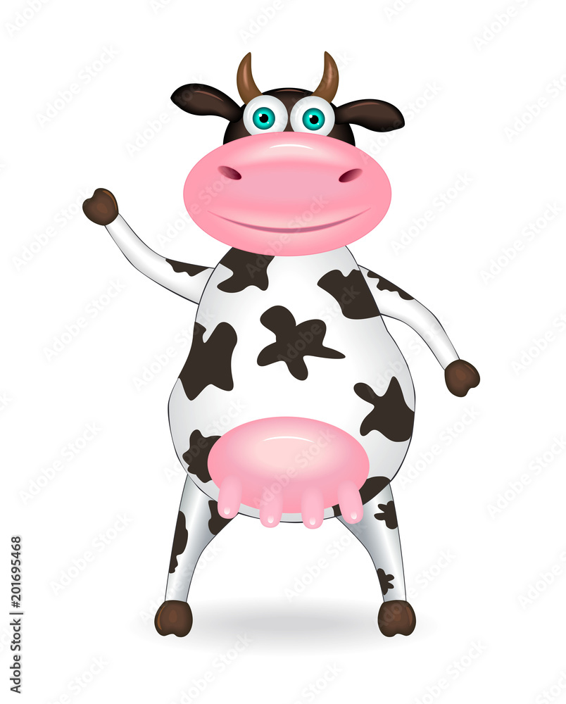 Fototapeta premium Spotted cow. Cartoon spotty cow on a white background