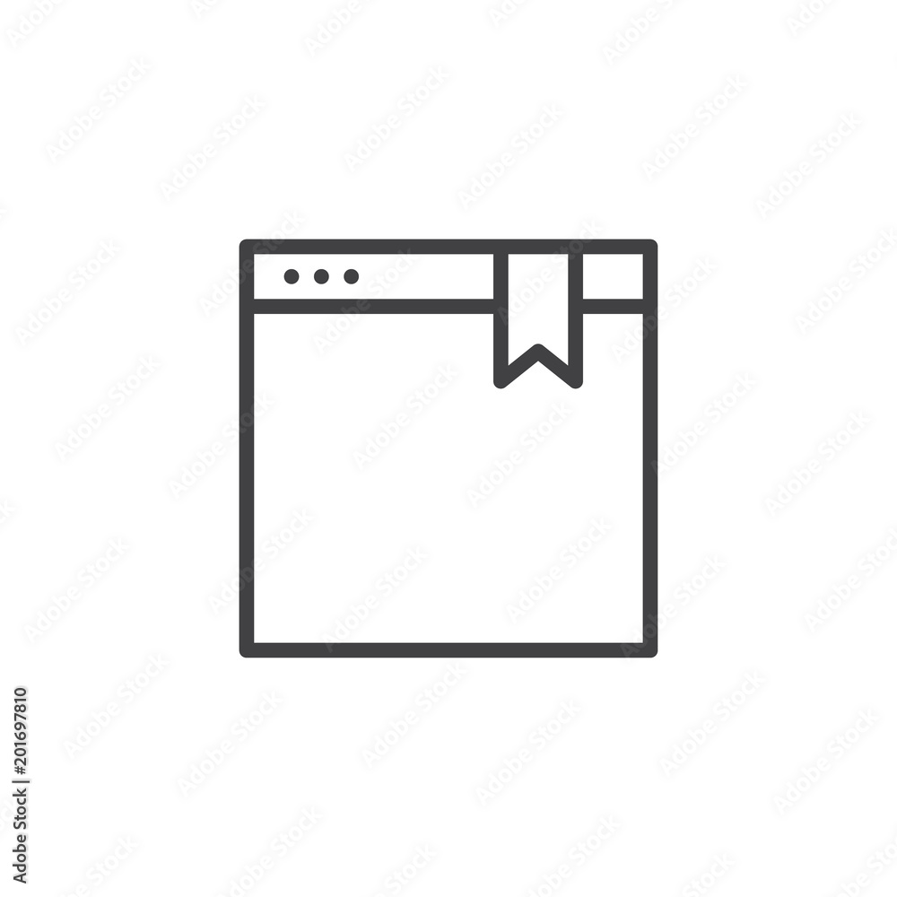 Website bookmark outline icon. linear style sign for mobile concept and web design. Bookmarked browser simple line vector icon. Symbol, logo illustration. Pixel perfect vector graphics Website bookmark outline icon. linear style sign for mobile concept and web design. Bookmarked browser simple line vector icon. Symbol, logo illustration. Pixel perfect vector graphics