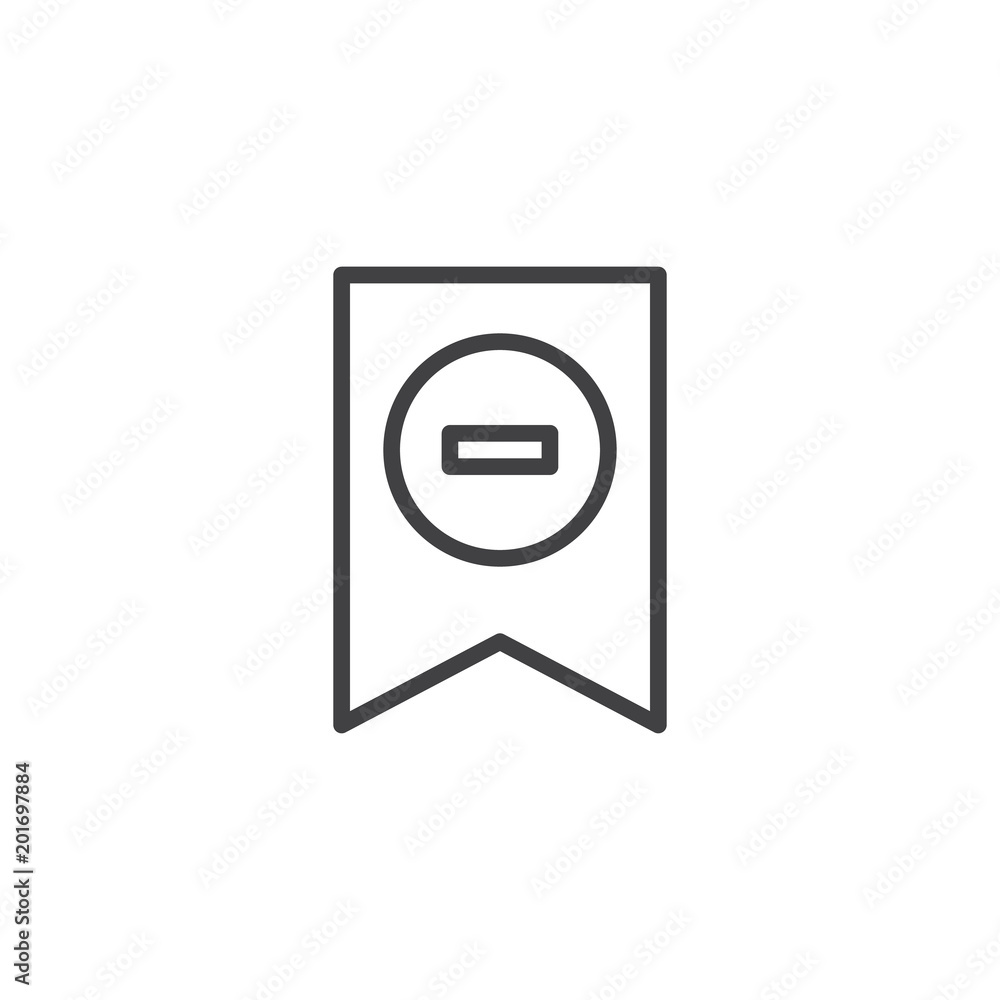 Remove bookmark outline icon. linear style sign for mobile concept and web design. Bookmark with minus simple line vector icon. Symbol, logo illustration. Pixel perfect vector graphics Remove bookmark outline icon. linear style sign for mobile concept and web design. Bookmark with minus simple line vector icon. Symbol, logo illustration. Pixel perfect vector graphics