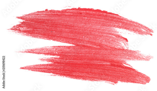 red paint spot. stain with watercolor overflows on a white background. A design element with brush strokes.