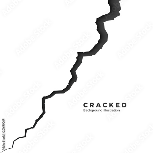 Surface cracked ground. Sketch crack texture. Split terrain after earthquake. Vector illustration isolated on white background