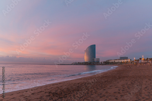 hotel in barcelona beach sunset