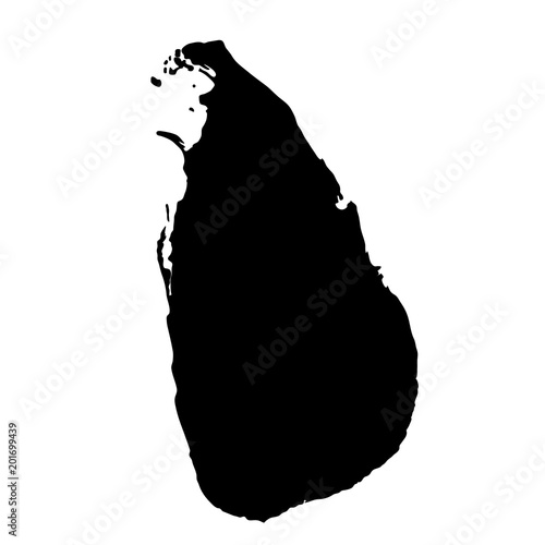 black silhouette country borders map of Sri Lanka on white background of vector illustration