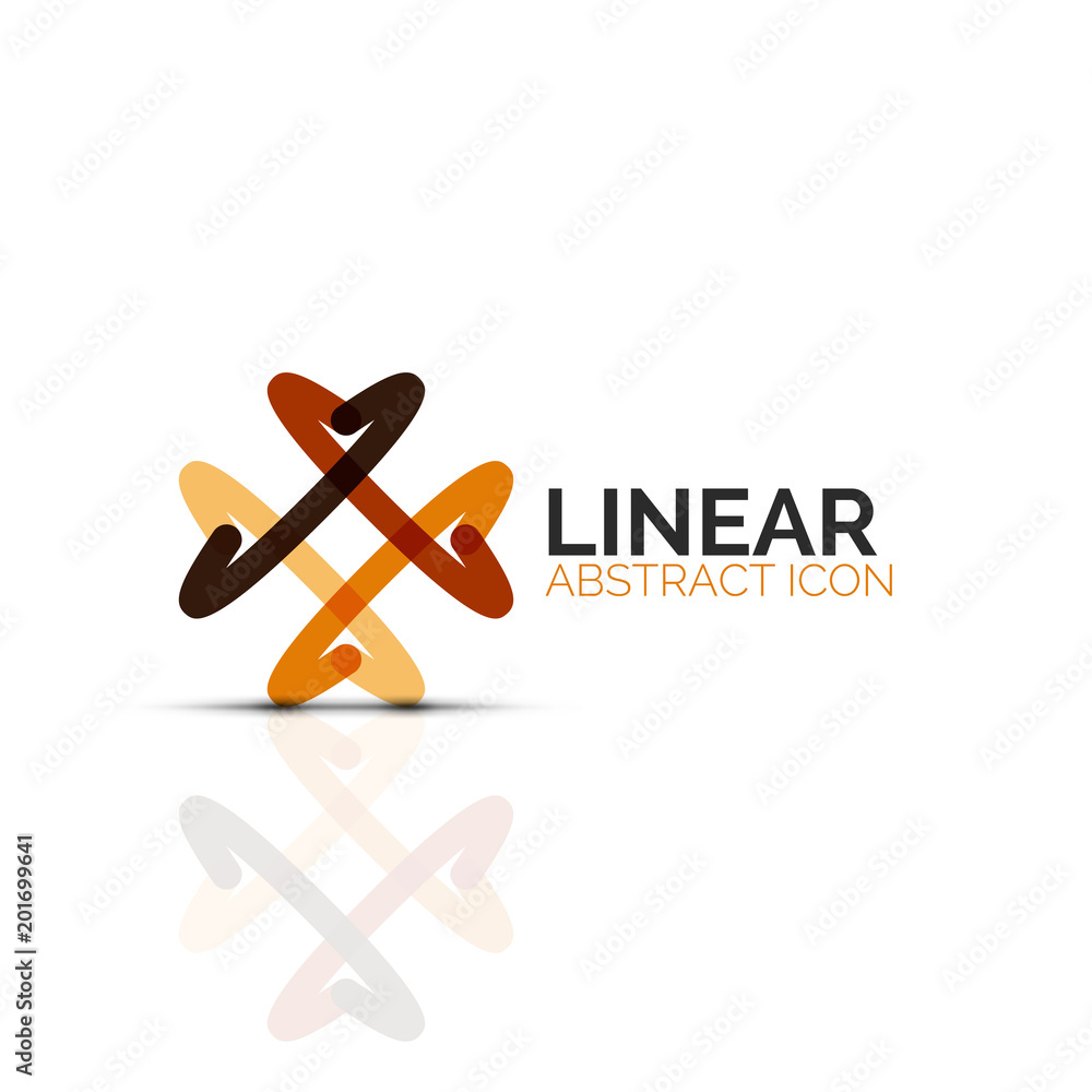 Obraz premium Abstract flower or star minimalistic linear icon, thin line geometric flat symbol for business icon design, abstract button or emblem