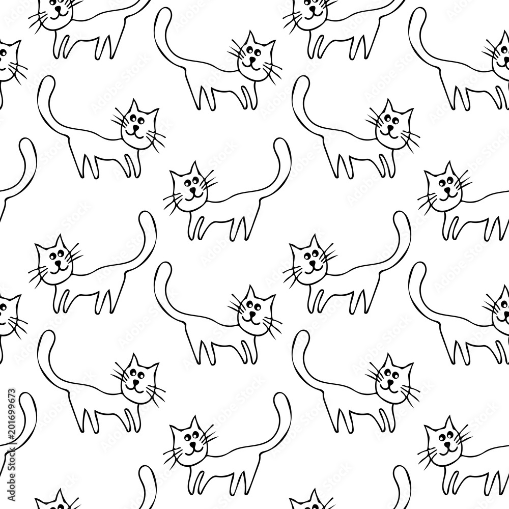 Cartoon cute cat hand drawn icon vector line art illustration Cartoon cute cat hand drawn icon vector line art illustration