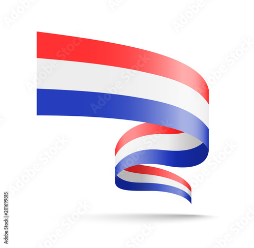 Netherlands flag in the form of wave ribbon.