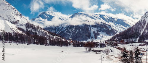 Panoramic view of Val d'Isère valley photo