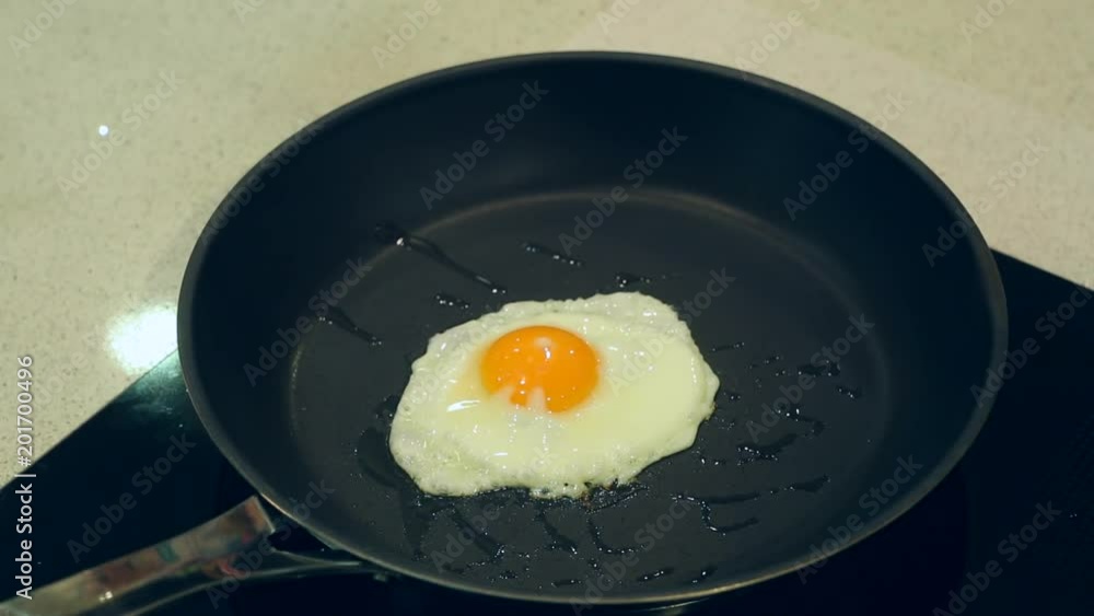 Scrambled eggs are fried in a pan. Scrambled eggs are fried in a pan.