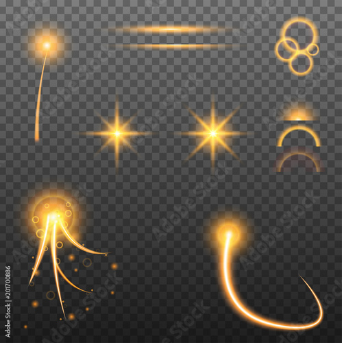 Goden light set abstract background on transparency, illustration vector esp10, for used
