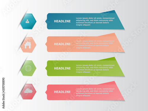 Four infographic banner colorful, business concept