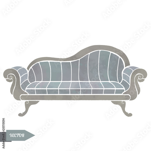 Watercolor vector vintage sofa