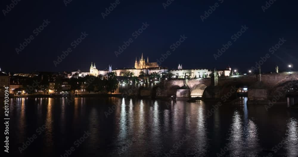 Timelapse of Prague Castle and Charles Bridge at night Timelapse of Prague Castle and Charles Bridge at night