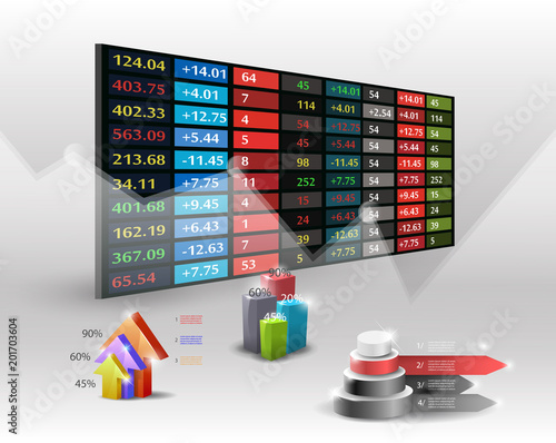stock market price display background.Hand searching business.