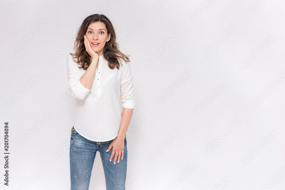 beautiful girl on a white background in different poses beautiful girl on a white background in different poses