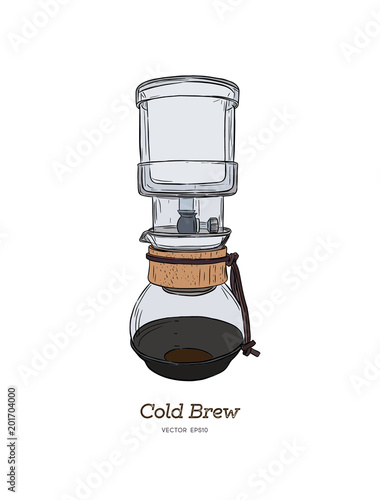 cold brew. coffee maker hand draw vector.