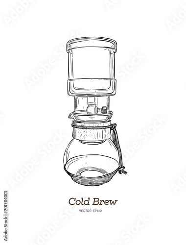 cold brew. coffee maker hand draw vector.