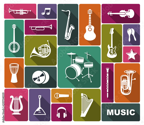 Silhouettes of musical instruments