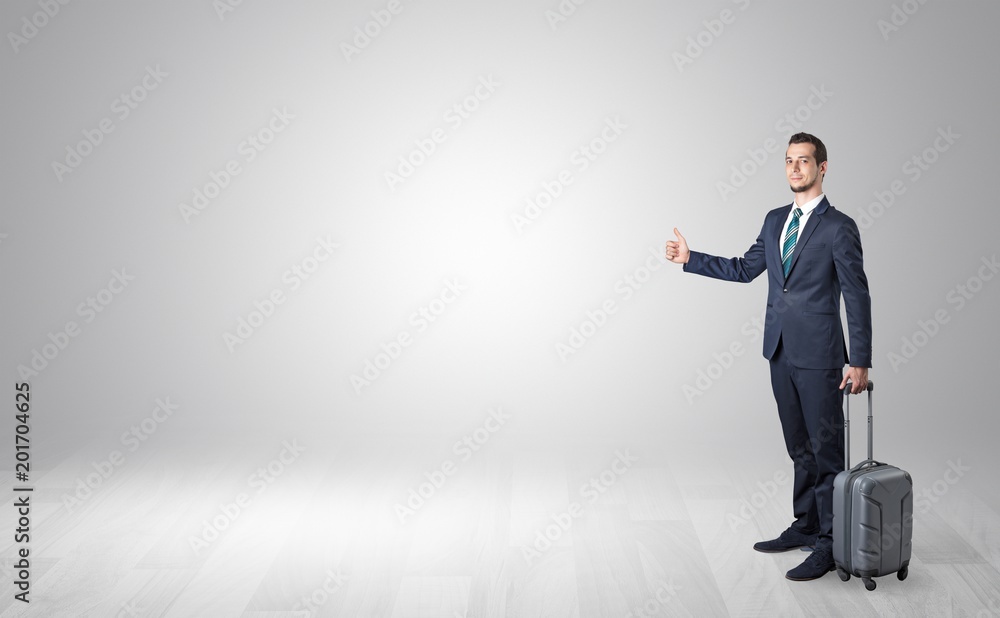 Lonely businessman hitchhikes concept with copy space around him
Lonely businessman hitchhikes concept with copy space around him