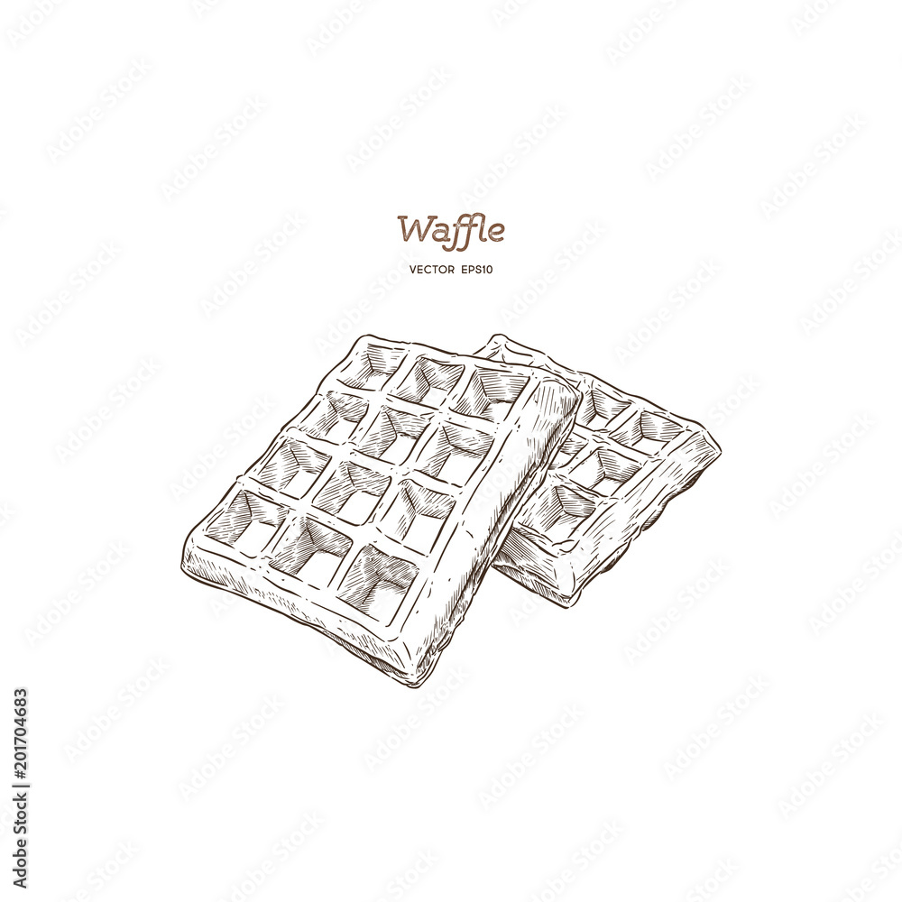 waffles, hand draw sketch vector. Stock ベクター Adobe Stock