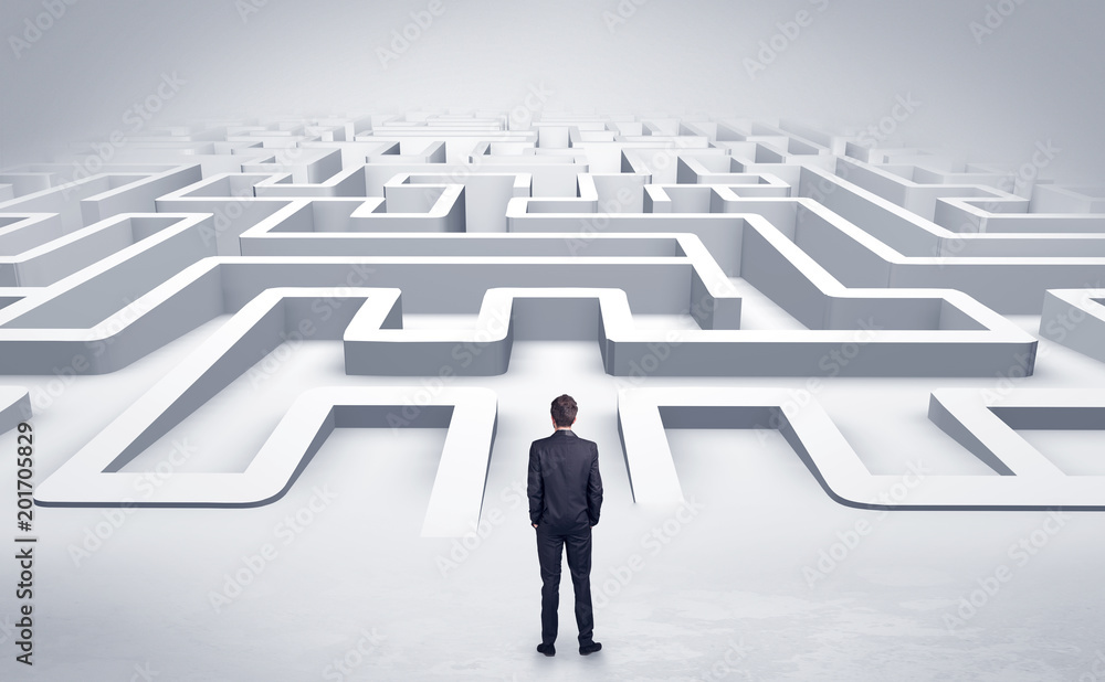 Businessman getting ready to enter a 3D flat labyrinth concept
Businessman getting ready to enter a 3D flat labyrinth concept