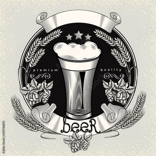 Monochrome decorative beer emblem