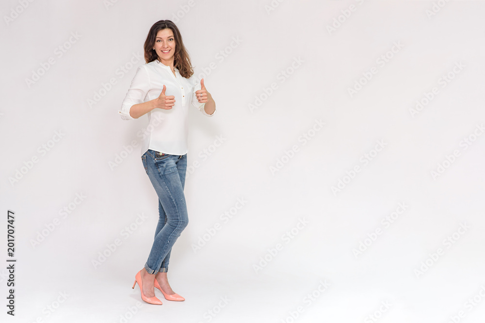 beautiful girl on a white background in different poses beautiful girl on a white background in different poses