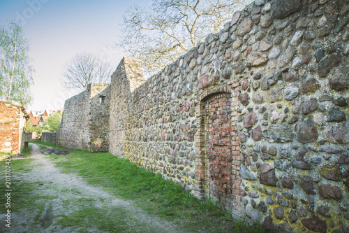 The XIII century defensive wall in the city of Strzelce Krajenskie, western Poland photo