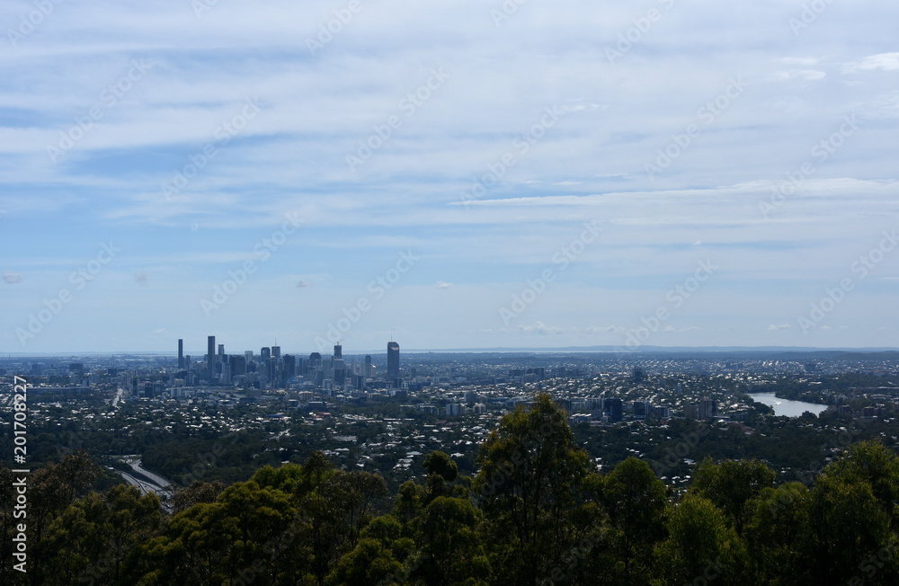 The panoramic view of Brisbane from Mt-Coot-Tha Lookout, Queensland, Australia