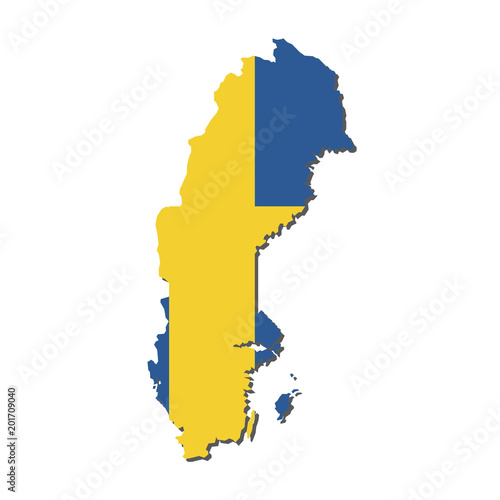 Sweden Map Flag,Sweden Map with Flag Vector