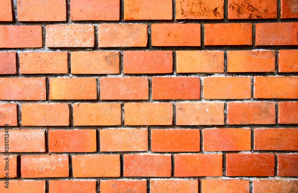 Orange brick wall closeup photo for background. Brickwork closeup. Rustic brick masonry. Orange brick wall closeup photo for background. Brickwork closeup. Rustic brick masonry.