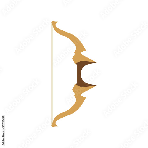 Fantasy bow vector cartoon rpg set illustration. Game icon arrow medieval weapon design isolated elf background