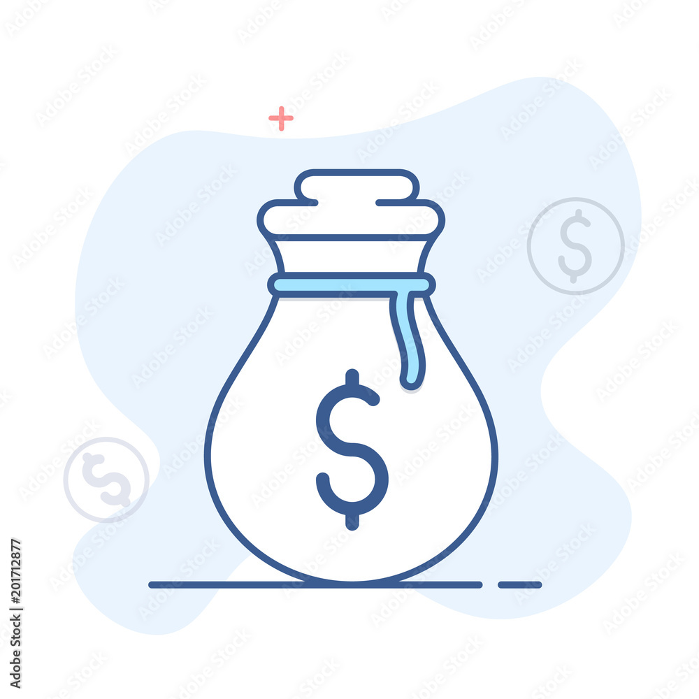 Money bag - currency vector icon, money sack line illustration Money bag - currency vector icon, money sack line illustration