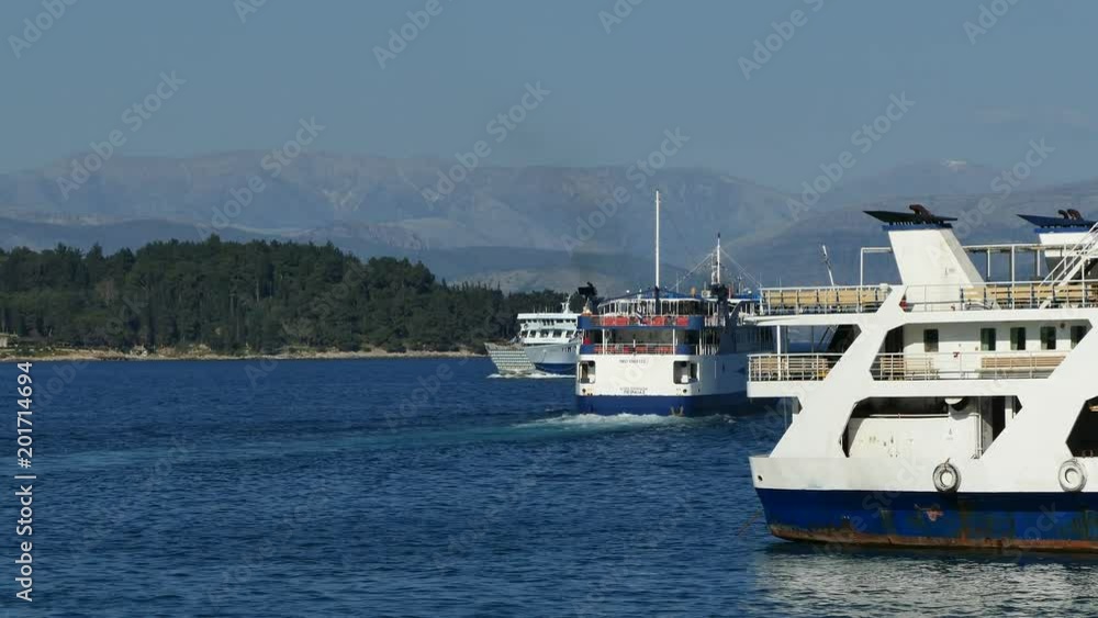 Ferry boats in Corfu sea port, Kerkyra, Greece. Ferry boats in Corfu sea port, Kerkyra, Greece.
