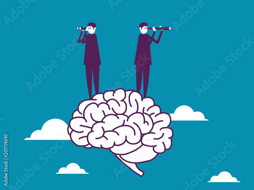 Business team and brain working. Vector illustration business searching concept.