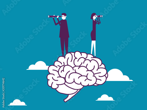 Business team and brain working. Vector illustration business searching concept.