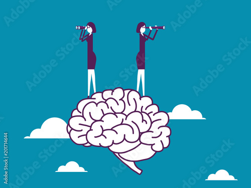Business team and brain working. Vector illustration business searching concept.