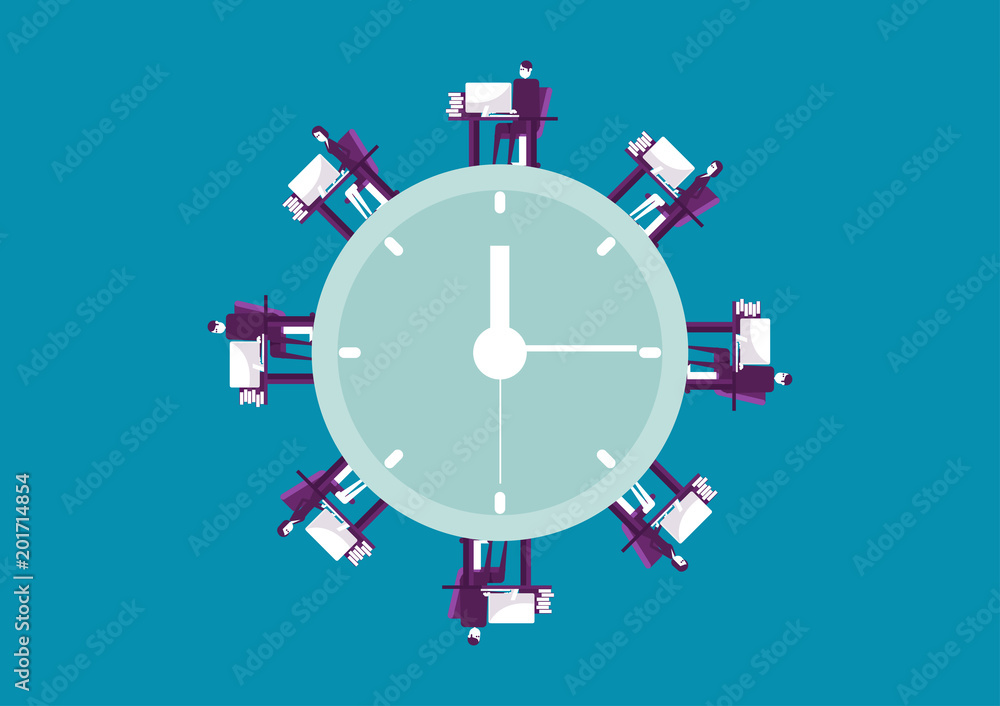 Business people working. Vector illustration time work business concept. Business people working. Vector illustration time work business concept.