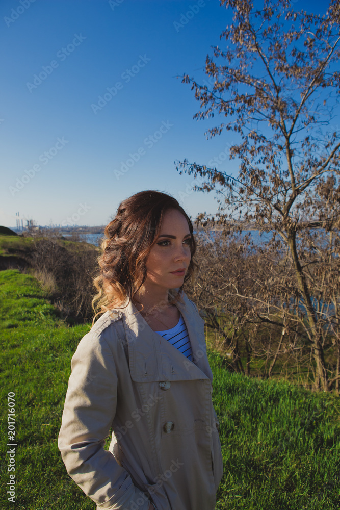 girl with long hair sunny portrait girl with long hair sunny portrait