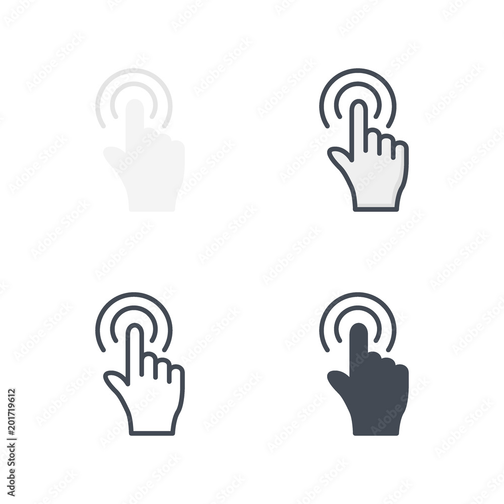 Click support service flat icon vector line silhouette colored Click support service flat icon vector line silhouette colored