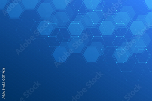 Hexagon background design. Geometric abstract background with molecular structure.