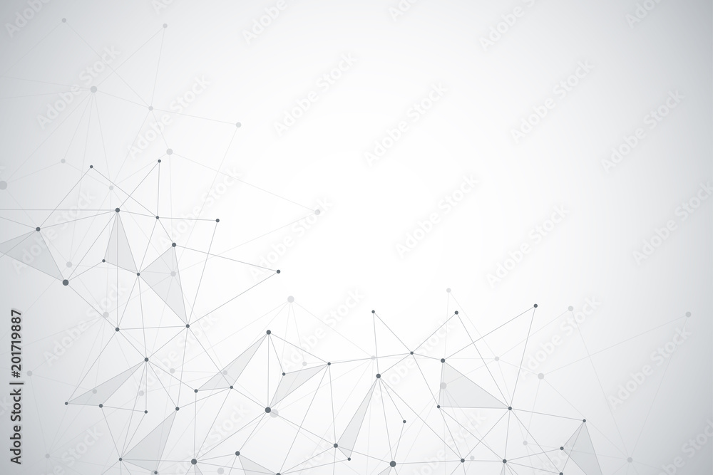 Abstract background with connected lines and dots. Geometric and polygonal communication. Abstract background with connected lines and dots. Geometric and polygonal communication.