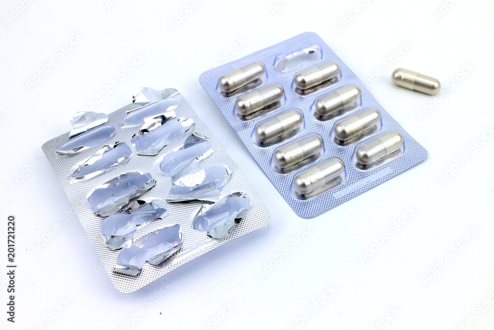 Medicinal capsules on white background Medicinal capsules on white background